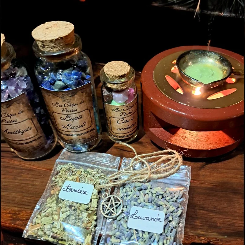 Kit de création spells-jars - Fioles de sorcière - Bouteille de sorts - Chips de pierre - Kit de sorcellerie